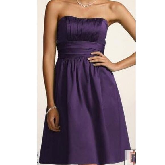 David’s Bridal Purple Lapis Fit & Flare Dress - Picture 1 of 4
